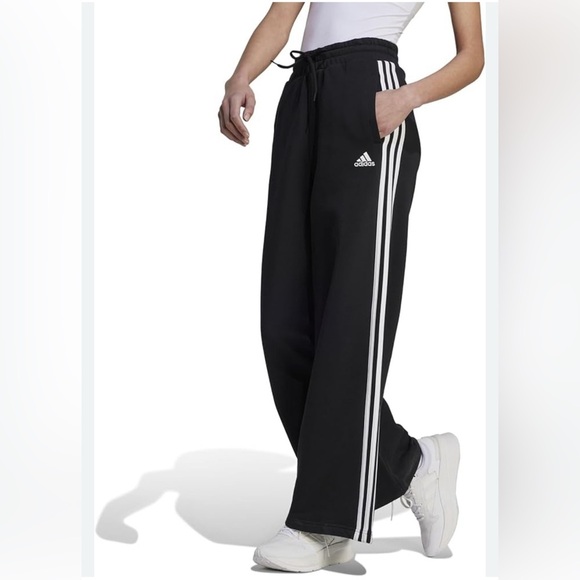 Adidas Black and White Sweatpants with Iconic Stripes - Picture 1 of 6